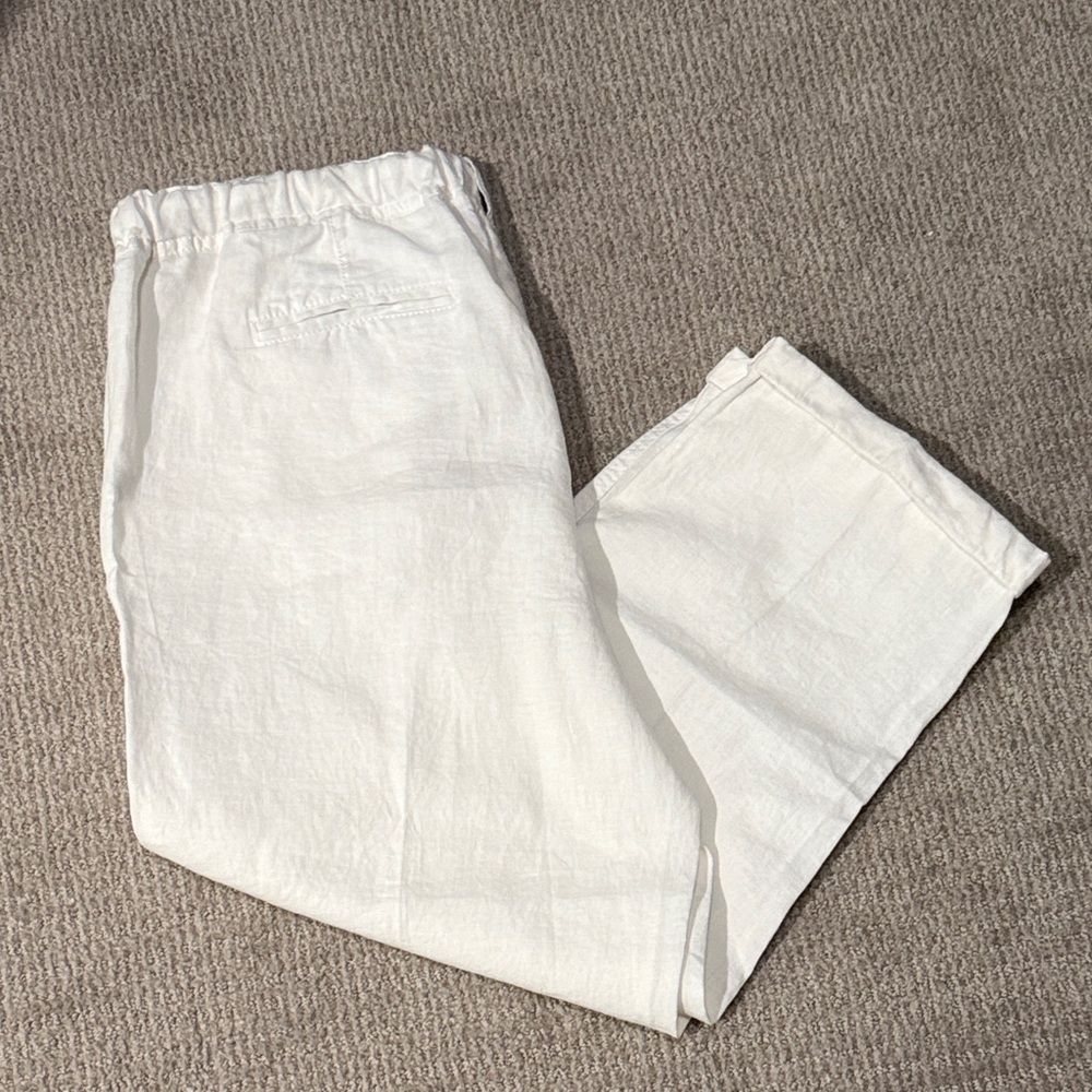 Caslon Drawstring White Linen Pants